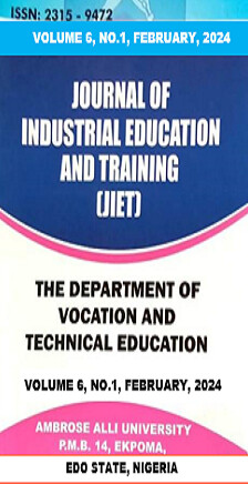 View Vol. 6 No. 1 (2024): JOURNAL OF INDUSTRIAL EDUCATION AND TRAINING (JIET), VOLUME 6, NO.1, February 2024